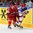 MINSK, BELARUS - MAY 20: Russia's Sergei Shirokov #52 and Roman Graborenko #92 of Belarus battle for the puck along the boards during preliminary round action at the 2014 IIHF Ice Hockey World Championship. (Photo by Andre Ringuette/HHOF-IIHF Images)

